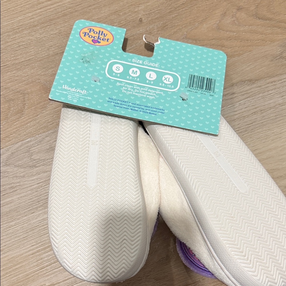 Polly Pocket Women's Cream Slippers with Pink & Purple Accents - Picture 6 of 9